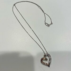 Heart necklace with silver and 14k gold